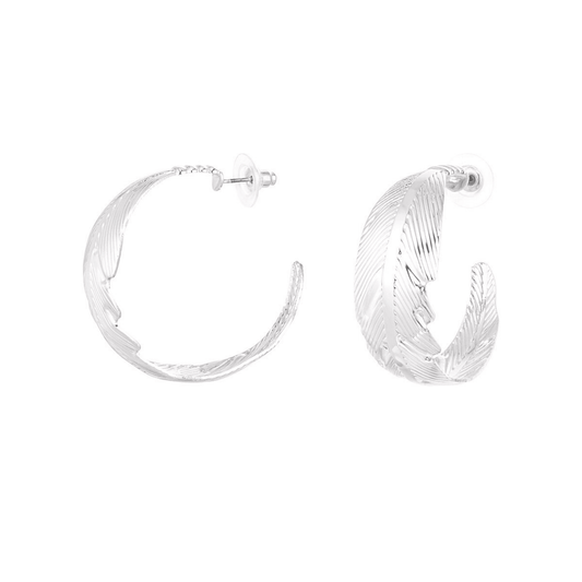 Oorbellen hoops feather - goud & zilver - Jolie Jewellery