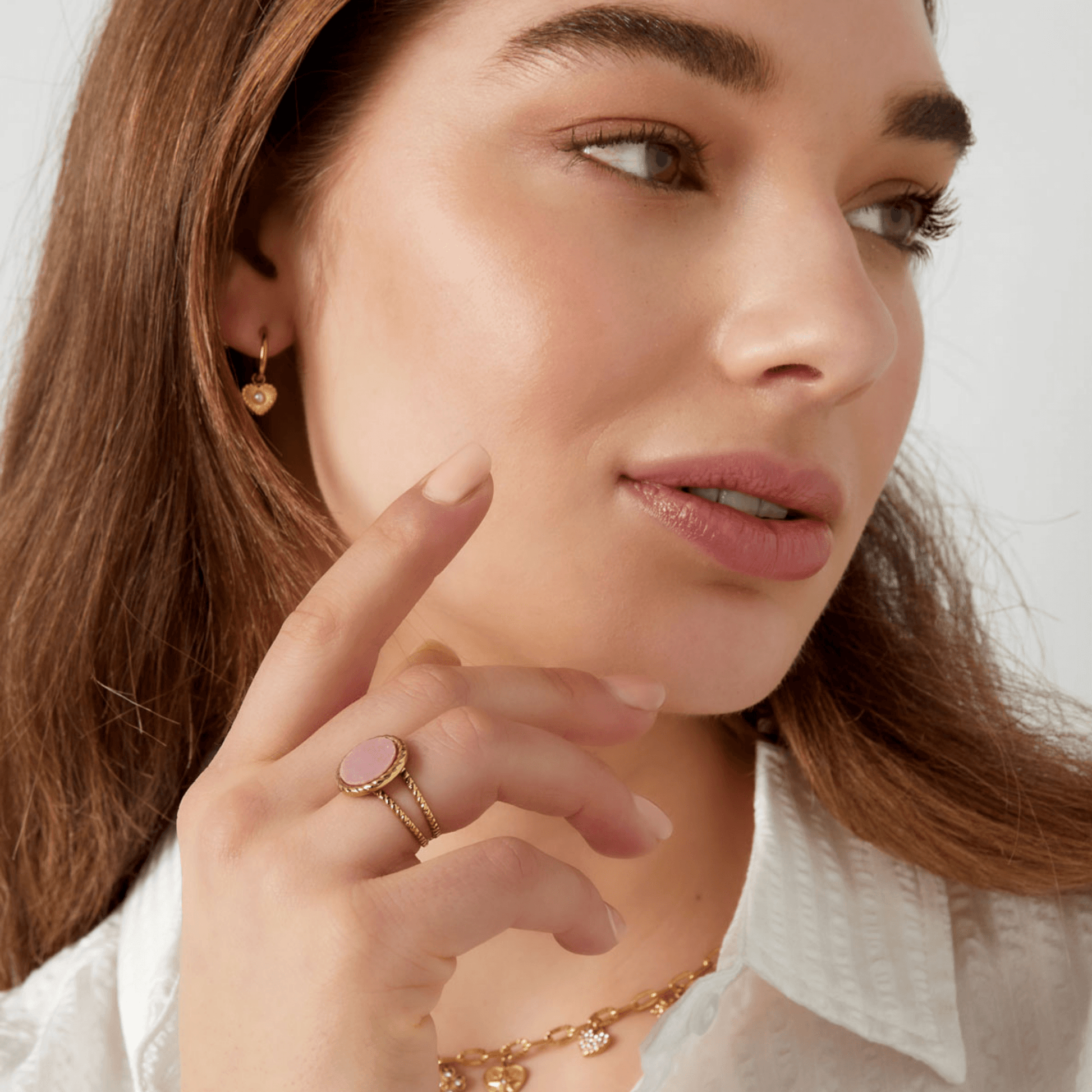 Ring met ronde steen - goud/roze, goud/beige & goud/groen - Jolie Jewellery